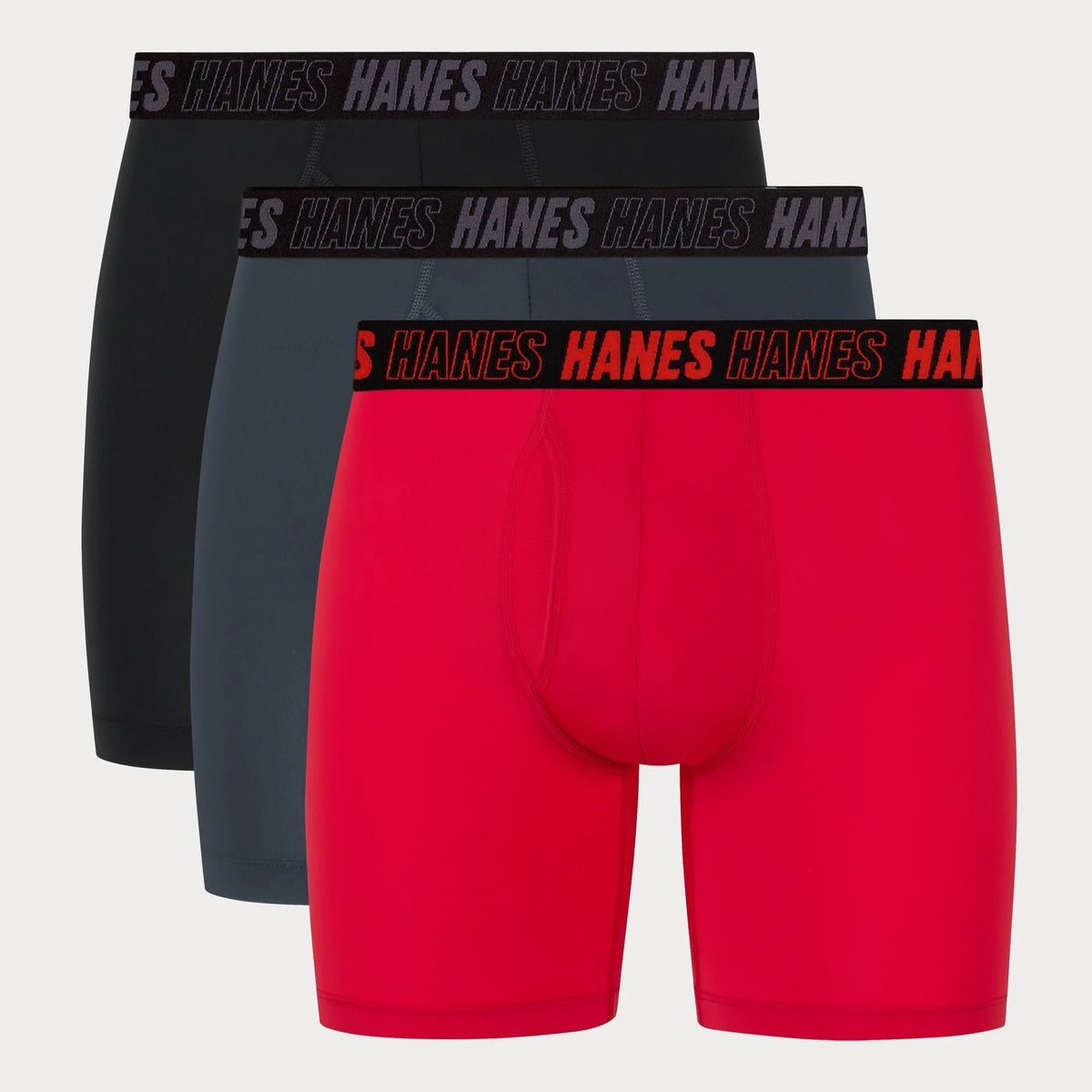 Hanes Moves Total Support Pouch Men’s Boxer Brief Underwear, 3 Pairs, 6"