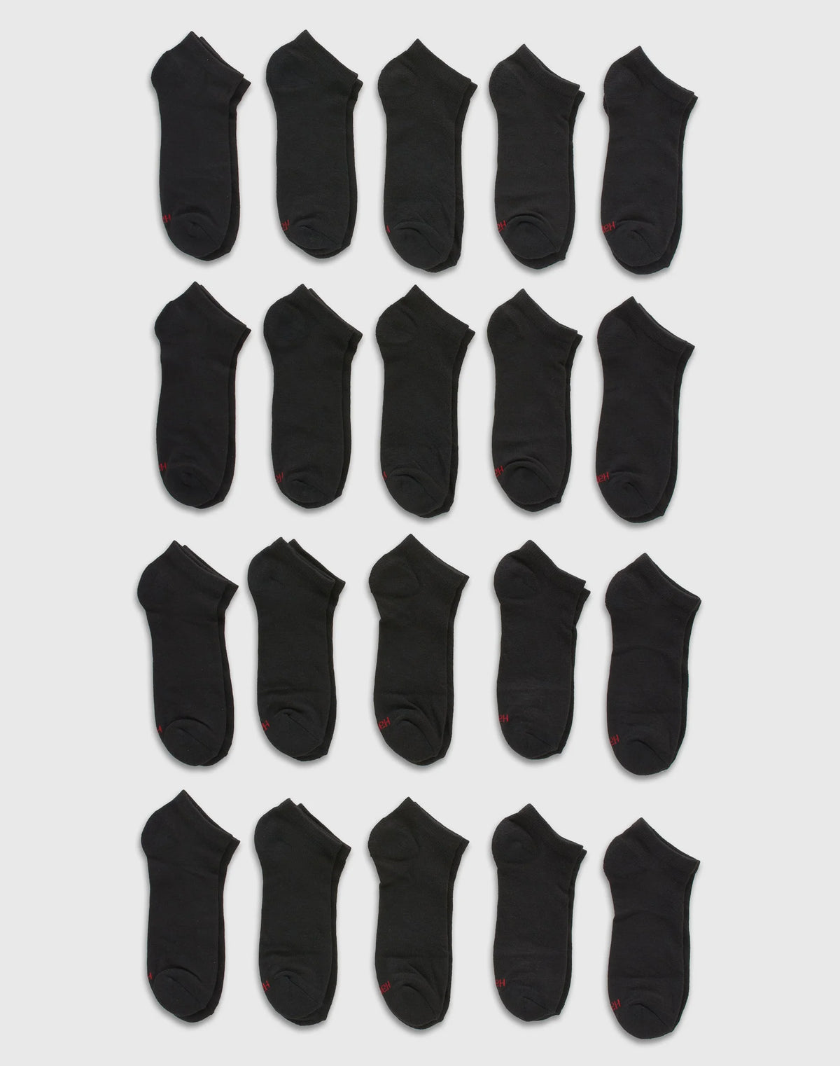 Hanes Men’s Cushioned No Show Socks Pack, 20 Pairs, Moisture Wicking