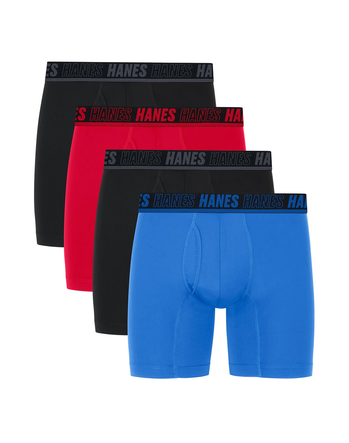 Hanes Moves Ultimate Men’s Anti-Chafe Boxer Brief Underwear, X-Temp, Assorted, 4-Pack, 6"