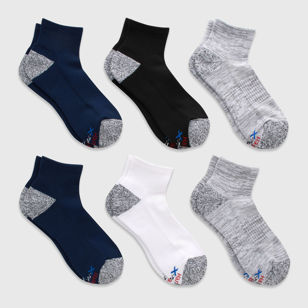 Hanes Moves Men's Ankle Socks Pack, 6-Pack, Moisture-Wicking