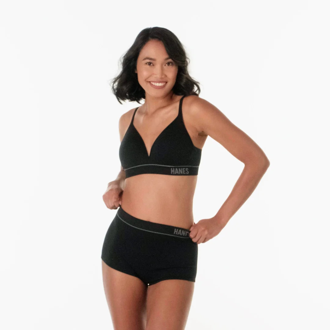 Hanes Originals Women's Underwear Seamless Rib Boyfit Panties, 3-Pack