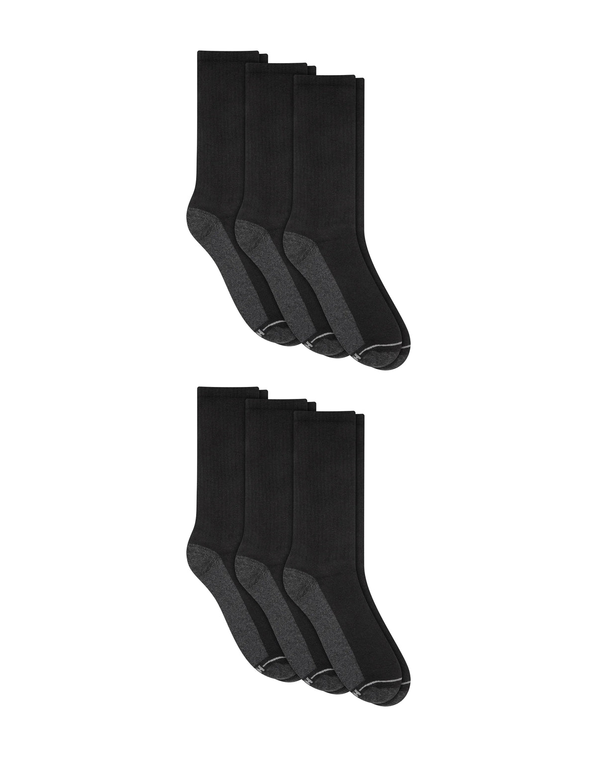 Hanes Double Tough Men's Crew Socks, Comfort Top, Shoe Sizes 12-14, 6-Pairs