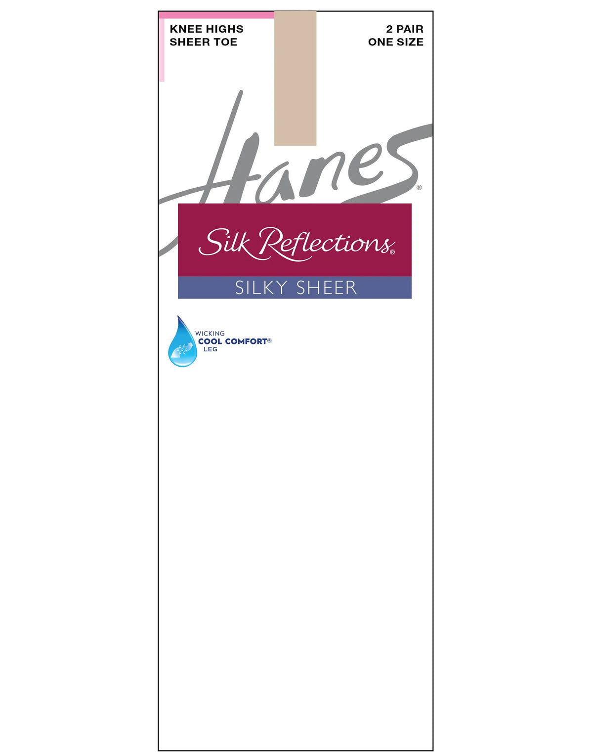 Hanes Silk Reflections Silky Sheer Knee Highs, Sheer Toe, 2-Pairs