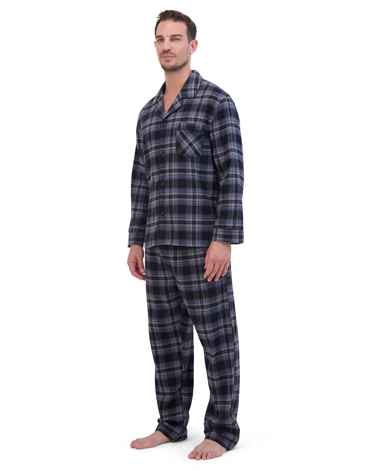 Hanes Men’s Flannel Pajama Set, Notch Collar