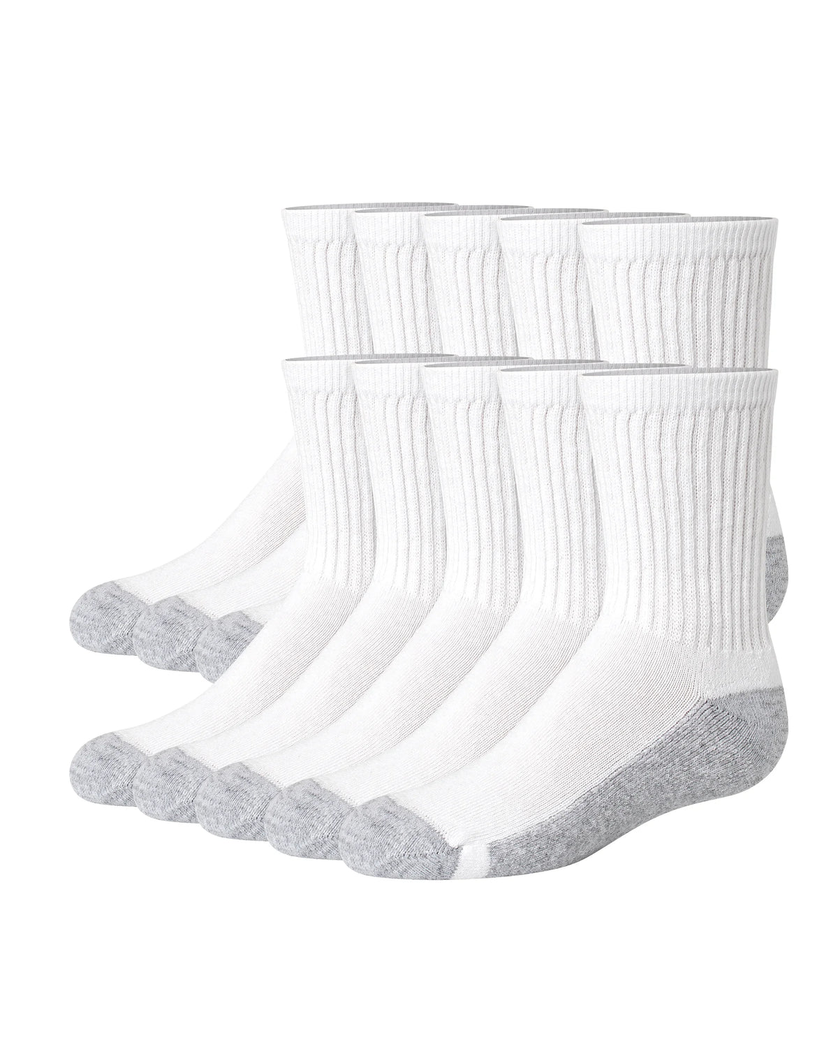Hanes Boy's Uniform Crew Socks Pack, 10-Pack, Moisture-Wicking, Cushioned