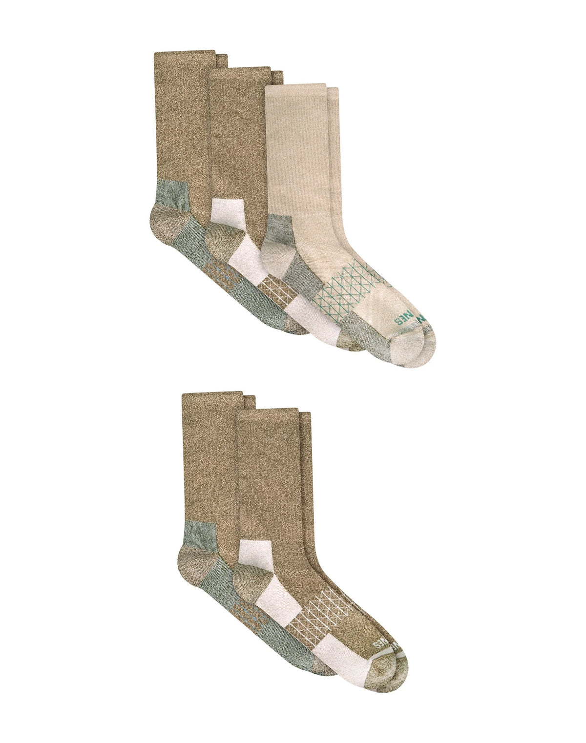 Hanes Absolute Outdoor Crew Socks Pack - 4-Pack - Cushioned - Mesh Ventilation