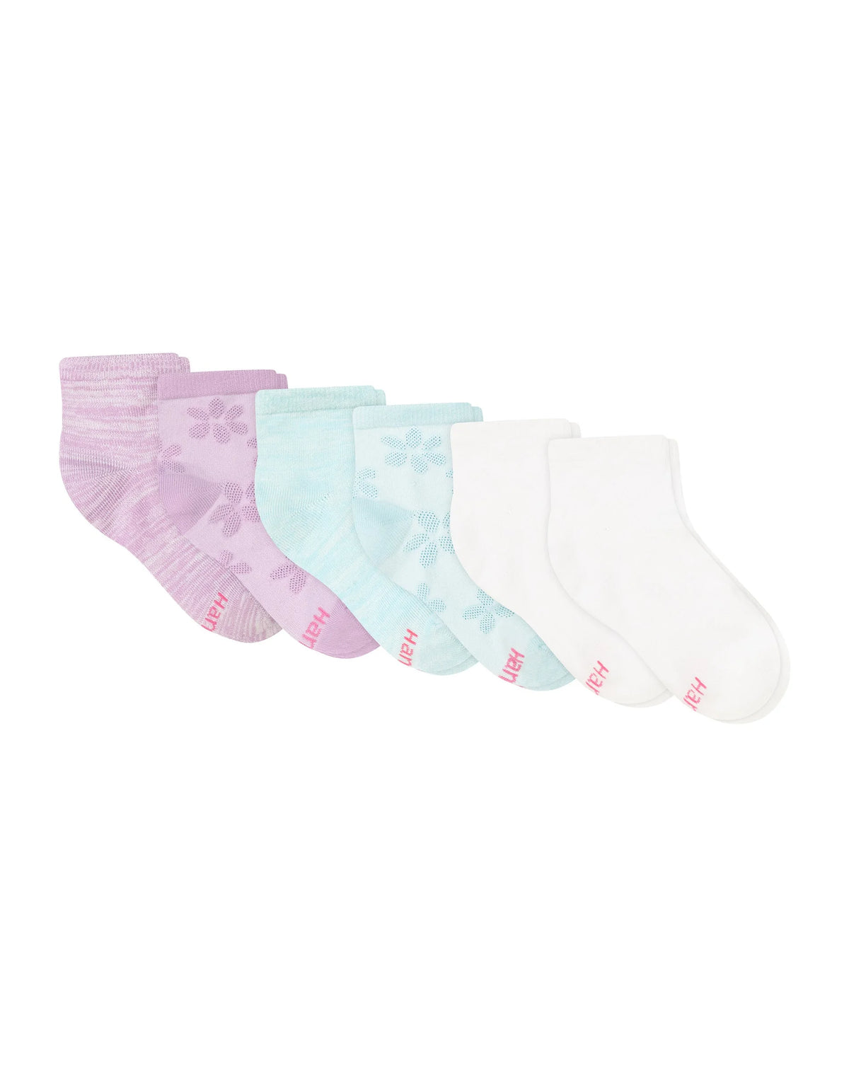 Hanes Ultimate® Girls' Ankle Socks Pack, 6-Pack, School & Sport Socks, Soft & Stretchy, EZ Sort