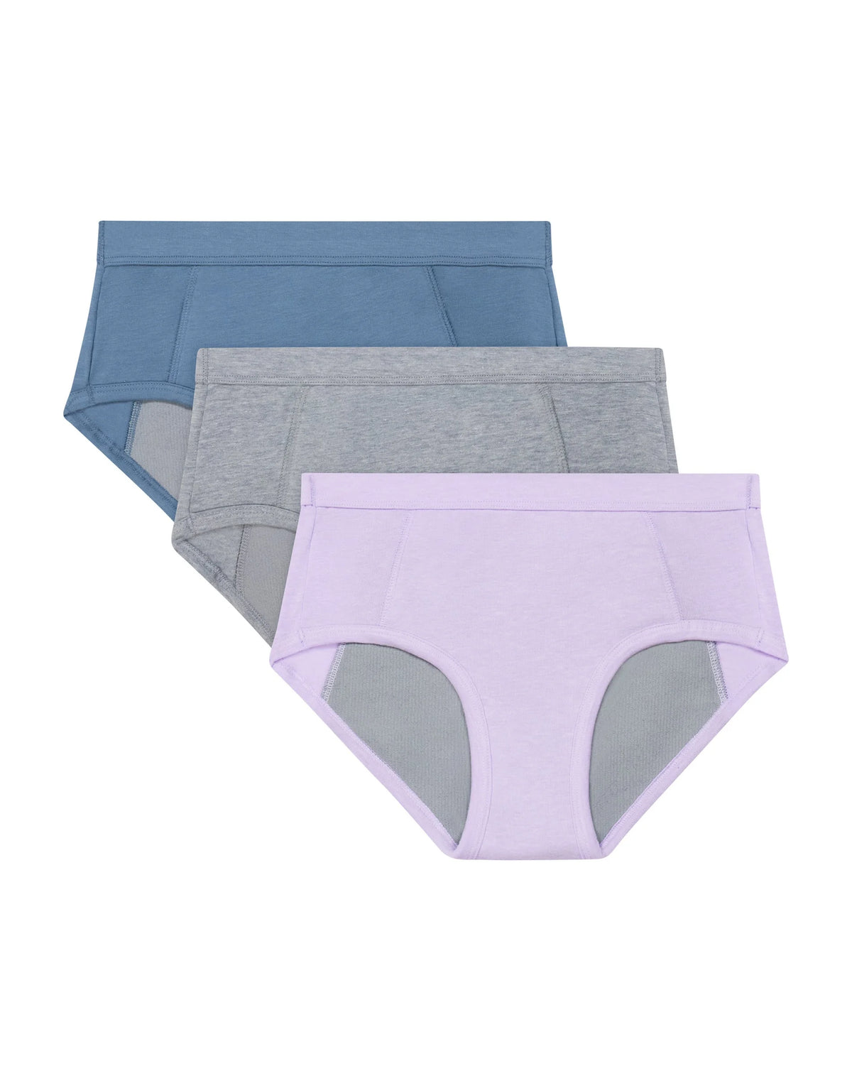 Hanes Confident Nights™ Girls' Overnight Underwear, 3-Pack, Light & Moderate Leaks, Grey Multi