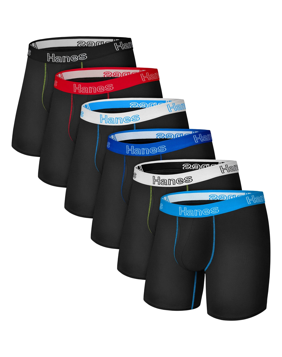 Hanes Men's Stretch Cotton Boxer Brief Underwear, Comfort Flex Fit, 6-Pack