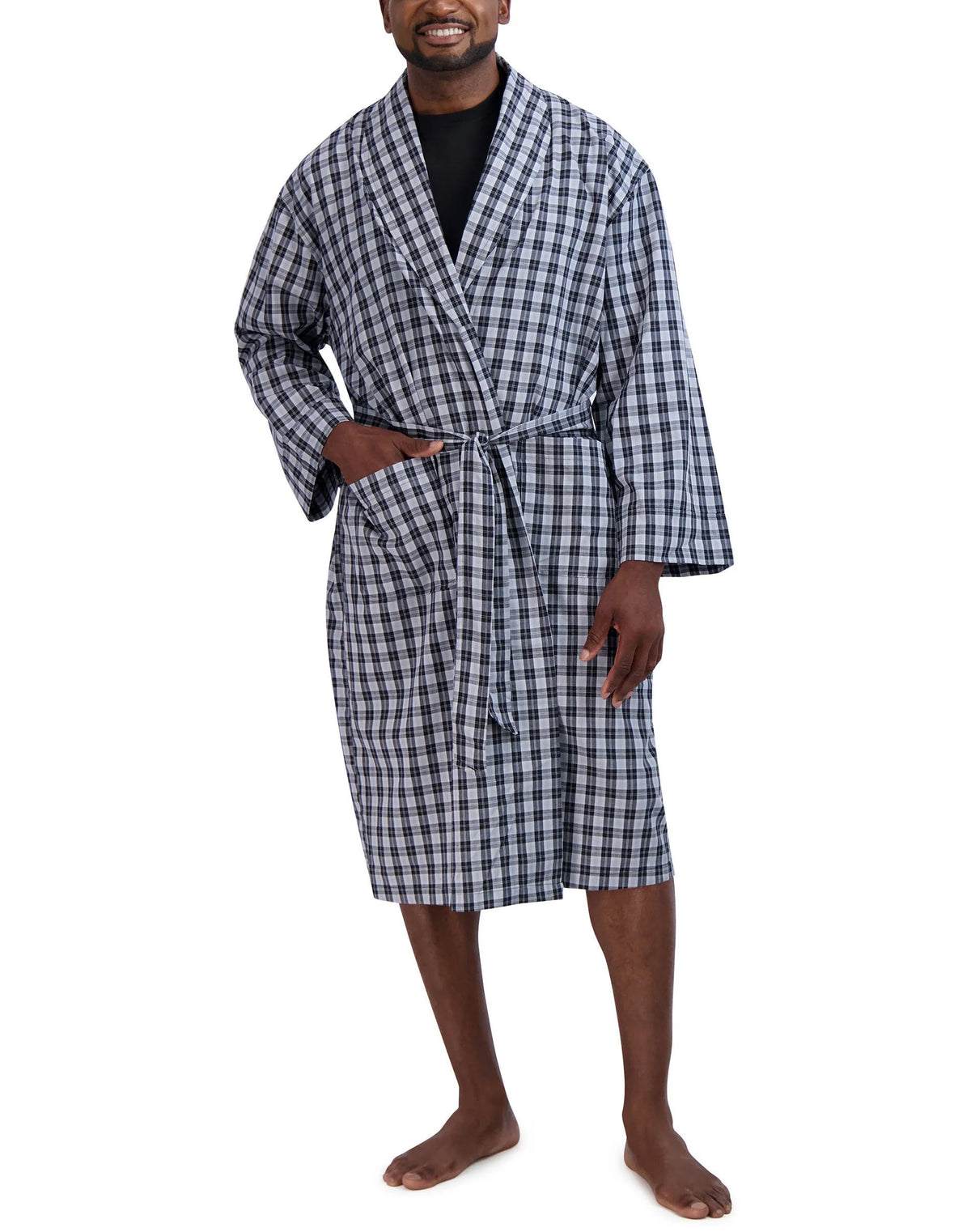 Hanes Men’s Shawl Collar Robe, Woven Cotton Blend