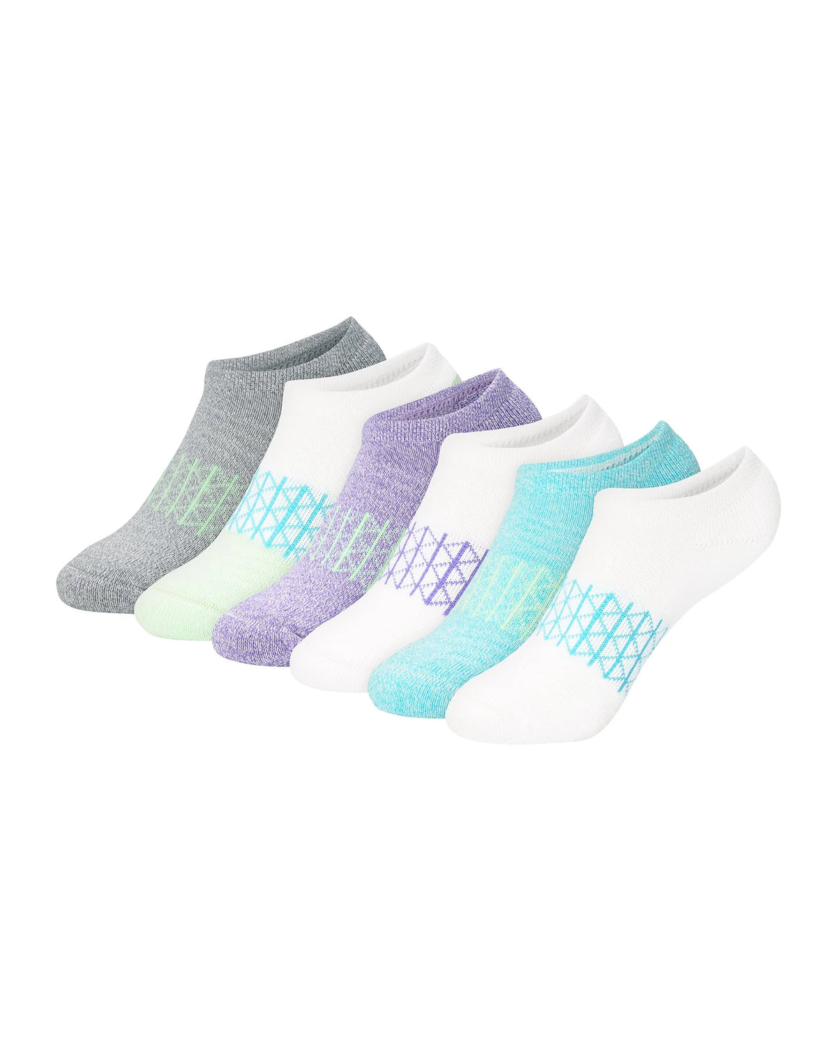 Hanes Absolute Active Girls' No Show Socks Pack, 6-Pack, Cushioned Comfort