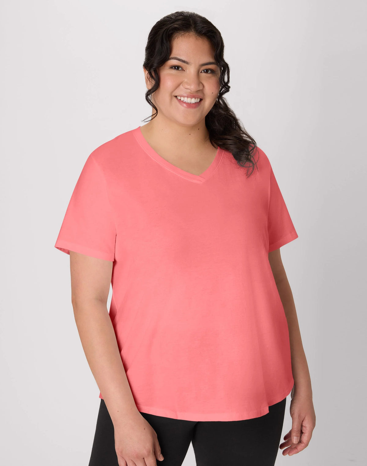 Hanes Just My Size Cotton Jersey Short Sleeve V-Neck T-Shirt (Plus Size)