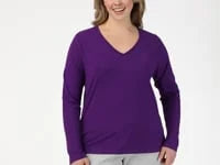 Hanes Women's Long Sleeve Cotton V-Neck T-Shirt